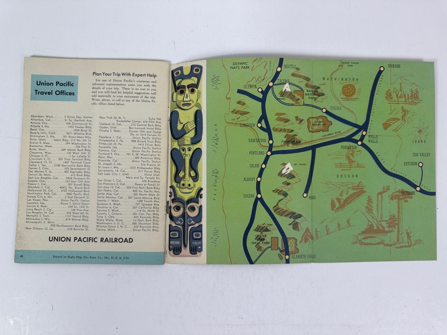 Just Added - Vintage 1953 Union Pacific Railroad Pacific Northwest And Alaska Travel Brochure [Photo 3]