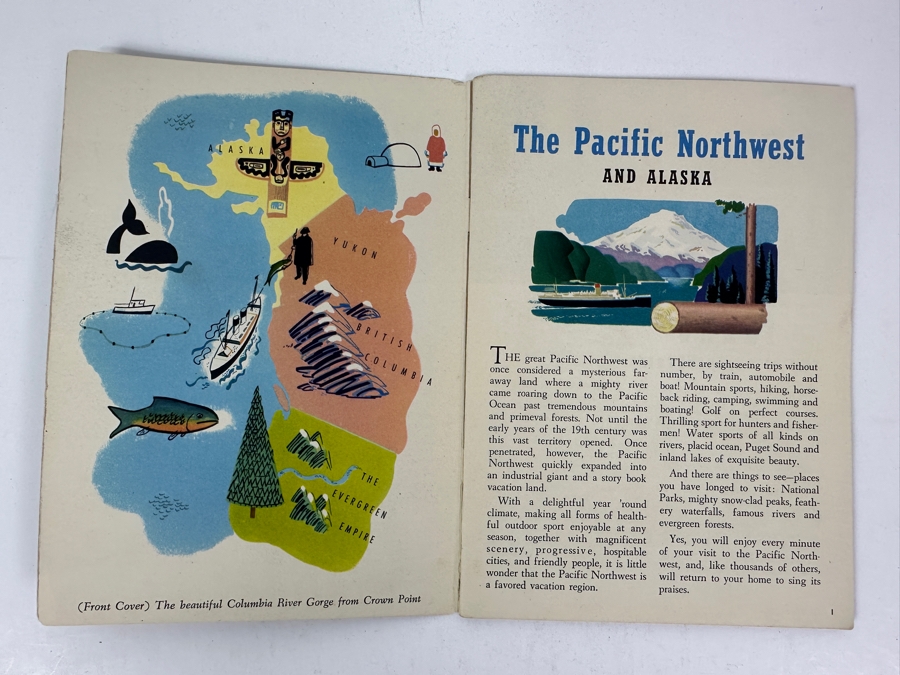 Just Added - Vintage 1953 Union Pacific Railroad Pacific Northwest And Alaska Travel Brochure [Photo 2]
