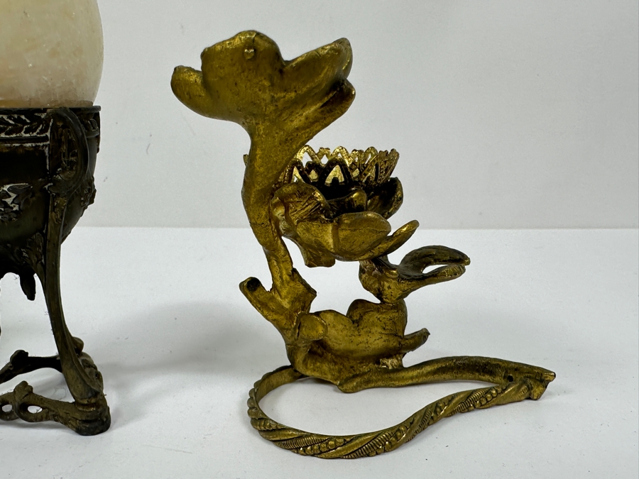 Just Added - (4) Metal Egg Stands With Polished Stone Egg [Photo 8]