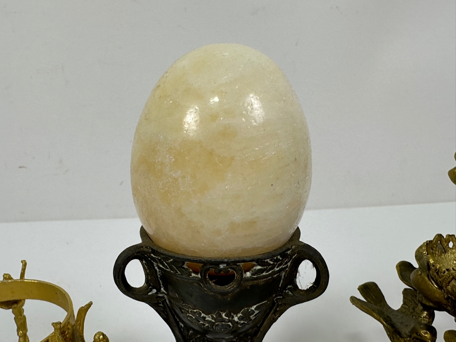 Just Added - (4) Metal Egg Stands With Polished Stone Egg [Photo 5]