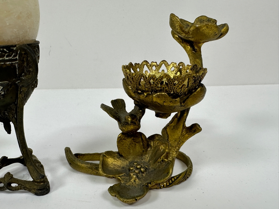 Just Added - (4) Metal Egg Stands With Polished Stone Egg [Photo 6]