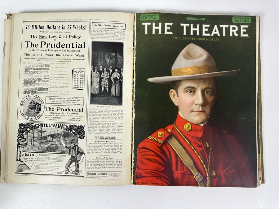 Just Added - Hardcover Bound The Theatre Programs From 1908 - Some Pages Are Loose [Photo 6]