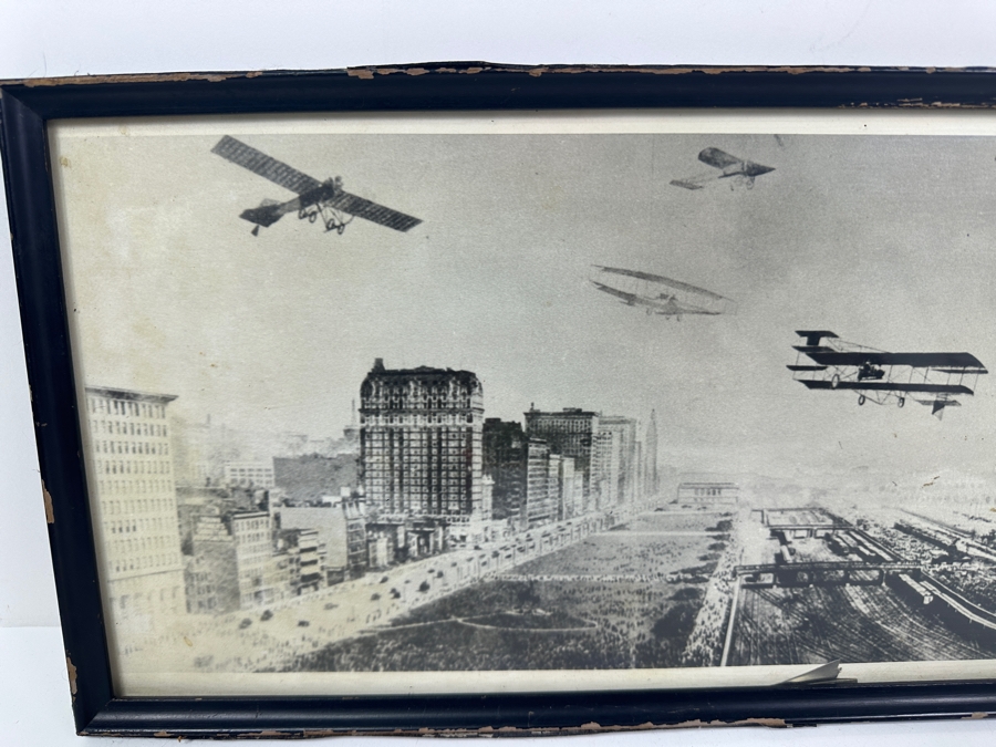 Just Added - Original Panoramic Photograph Of The 1911 Chicago International Aviation Meet Air Show Held At Grant Park In Chicago, Illinois Framed 24 X 9 [Photo 3]