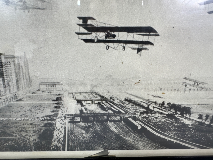 Just Added - Original Panoramic Photograph Of The 1911 Chicago International Aviation Meet Air Show Held At Grant Park In Chicago, Illinois Framed 24 X 9 [Photo 9]
