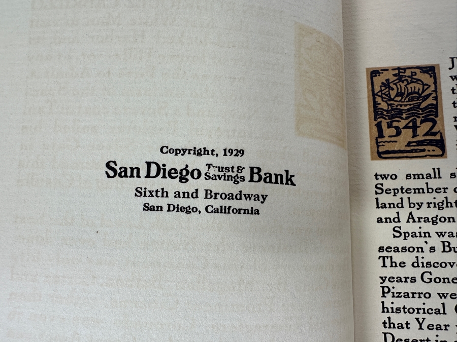 Just Added - First Edition 1929 Book A Short History Of San Diego, California Printed By The Arts And Crafts Press And 1962 Seventh Edition Book A Short History Of San Diego, California Compliments Of San Diego Trust & Savings Bank [Photo 7]