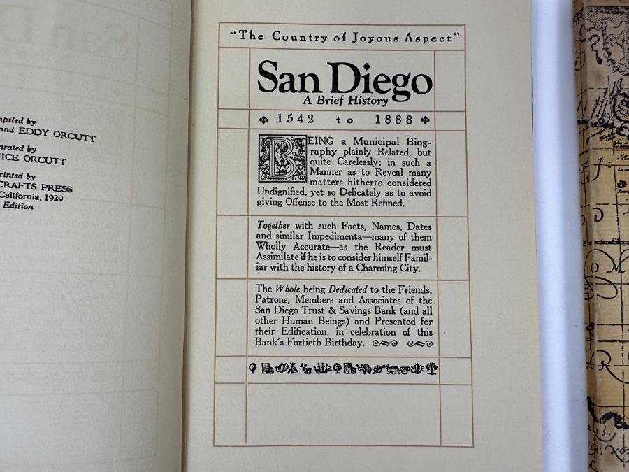 Just Added - First Edition 1929 Book A Short History Of San Diego, California Printed By The Arts And Crafts Press And 1962 Seventh Edition Book A Short History Of San Diego, California Compliments Of San Diego Trust & Savings Bank [Photo 4]