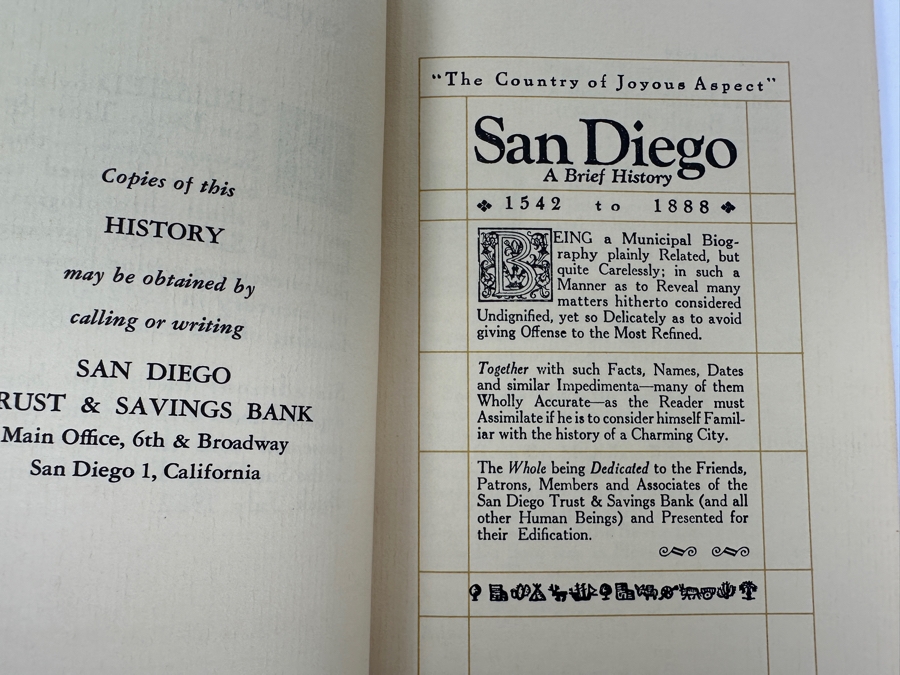 Just Added - First Edition 1929 Book A Short History Of San Diego, California Printed By The Arts And Crafts Press And 1962 Seventh Edition Book A Short History Of San Diego, California Compliments Of San Diego Trust & Savings Bank [Photo 11]