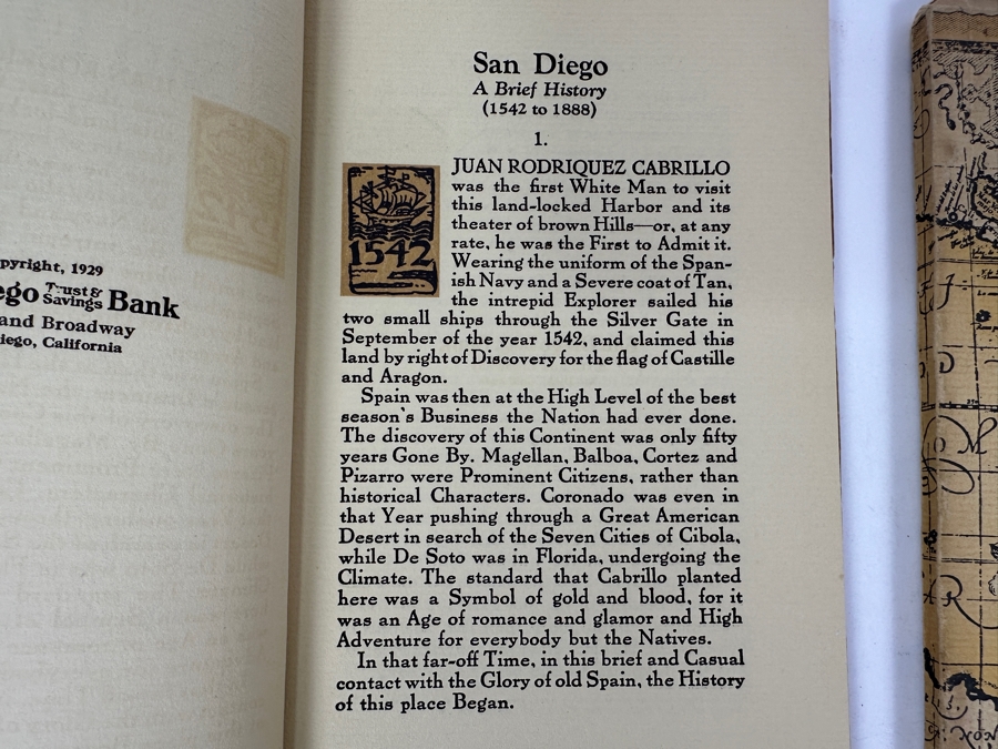 Just Added - First Edition 1929 Book A Short History Of San Diego, California Printed By The Arts And Crafts Press And 1962 Seventh Edition Book A Short History Of San Diego, California Compliments Of San Diego Trust & Savings Bank [Photo 8]