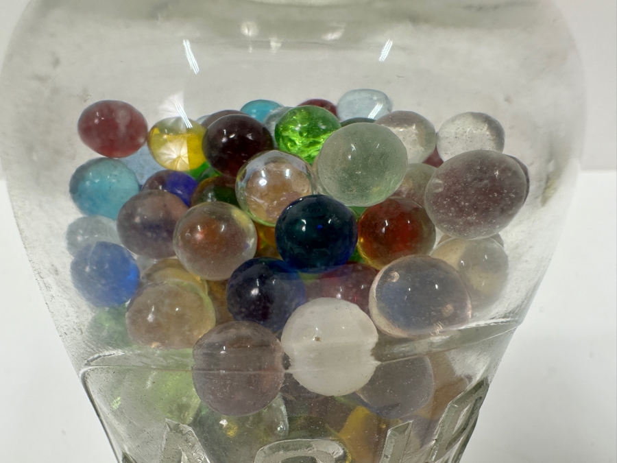 Just Added - Vintage Acetic Acid Bottle Filled With Miniature Small Colored Glass Marbles 7H [Photo 4]
