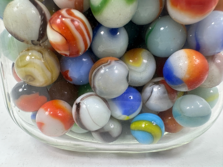 Just Added - Vintage Glass Jar Filled With Vintage Glass Marbles 9.5H [Photo 17]