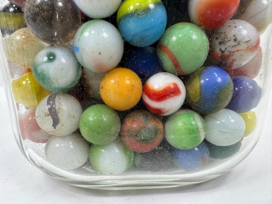 Just Added - Vintage Glass Jar Filled With Vintage Glass Marbles 9.5H [Photo 11]