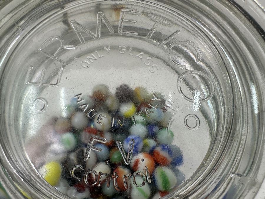 Just Added - Vintage Glass Jar Filled With Vintage Glass Marbles 9.5H [Photo 28]