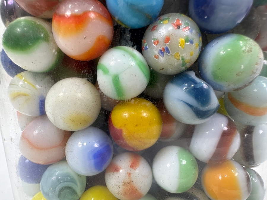 Just Added - Vintage Glass Jar Filled With Vintage Glass Marbles 9.5H [Photo 20]