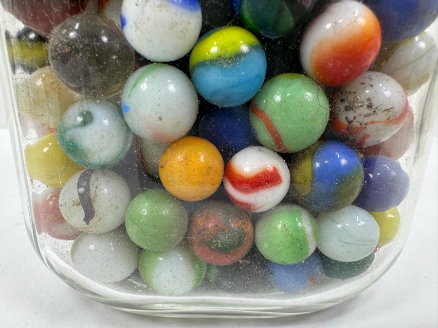 Just Added - Vintage Glass Jar Filled With Vintage Glass Marbles 9.5H [Photo 26]