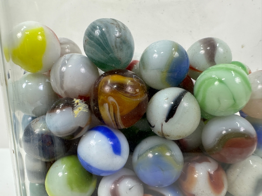 Just Added - Vintage Glass Jar Filled With Vintage Glass Marbles 9.5H [Photo 15]