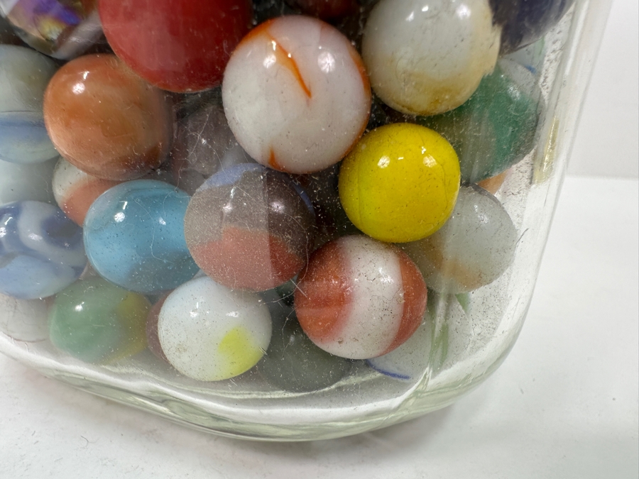 Just Added - Vintage Glass Jar Filled With Vintage Glass Marbles 9.5H [Photo 27]