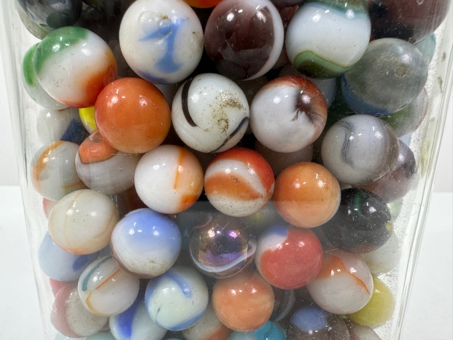 Just Added - Vintage Glass Jar Filled With Vintage Glass Marbles 9.5H [Photo 13]