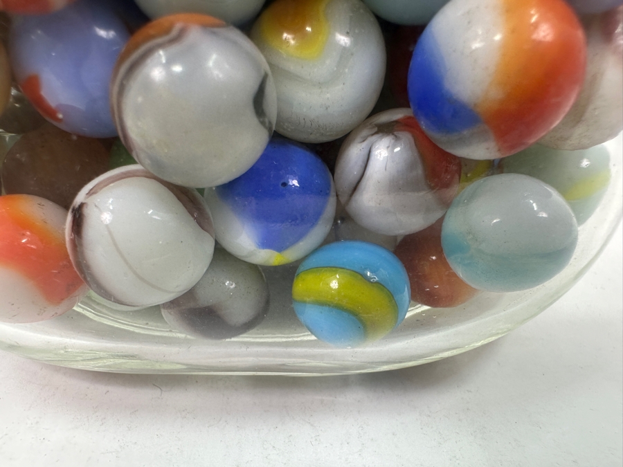 Just Added - Vintage Glass Jar Filled With Vintage Glass Marbles 9.5H [Photo 18]