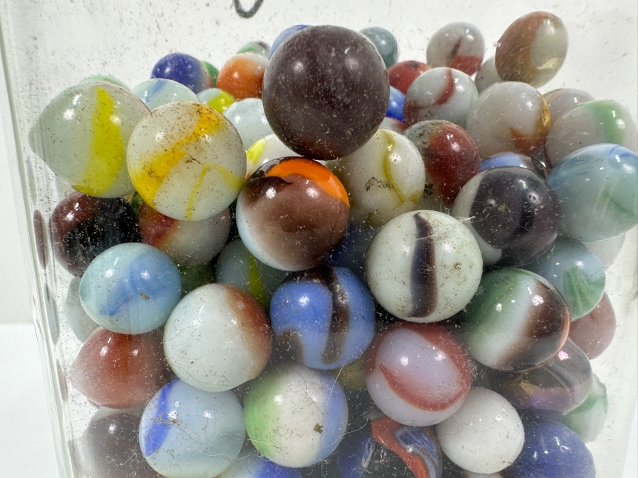 Just Added - Vintage Glass Jar Filled With Vintage Glass Marbles 9.5H [Photo 24]