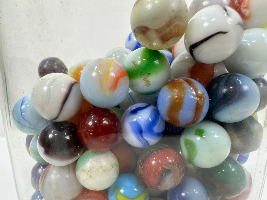 Just Added - Vintage Glass Jar Filled With Vintage Glass Marbles 9.5H [Photo 22]