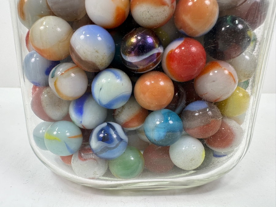 Just Added - Vintage Glass Jar Filled With Vintage Glass Marbles 9.5H [Photo 12]