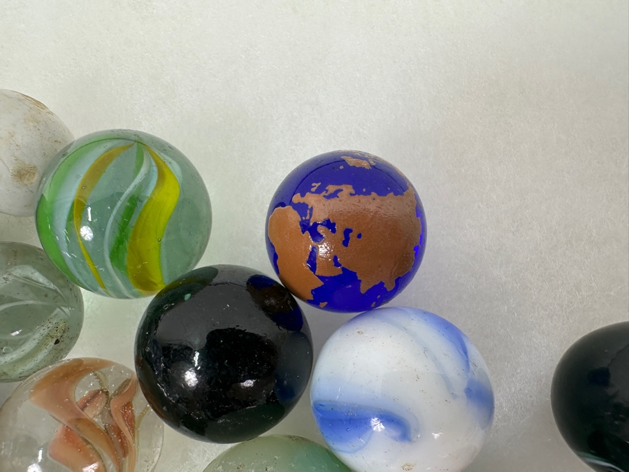 Just Added - Vintage Collection Of Glass Marbles Including Shooters Taws Largest Marble Is 1.75'W [Photo 5]