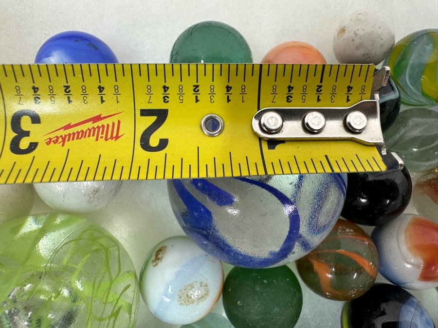 Just Added - Vintage Collection Of Glass Marbles Including Shooters Taws Largest Marble Is 1.75'W [Photo 25]