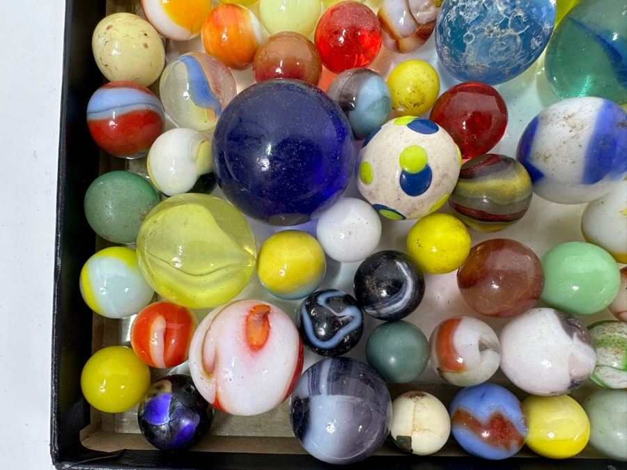 Just Added - Huge Vintage Collection Of Glass Marbles - See Photos 16.5 X 12.5 [Photo 2]
