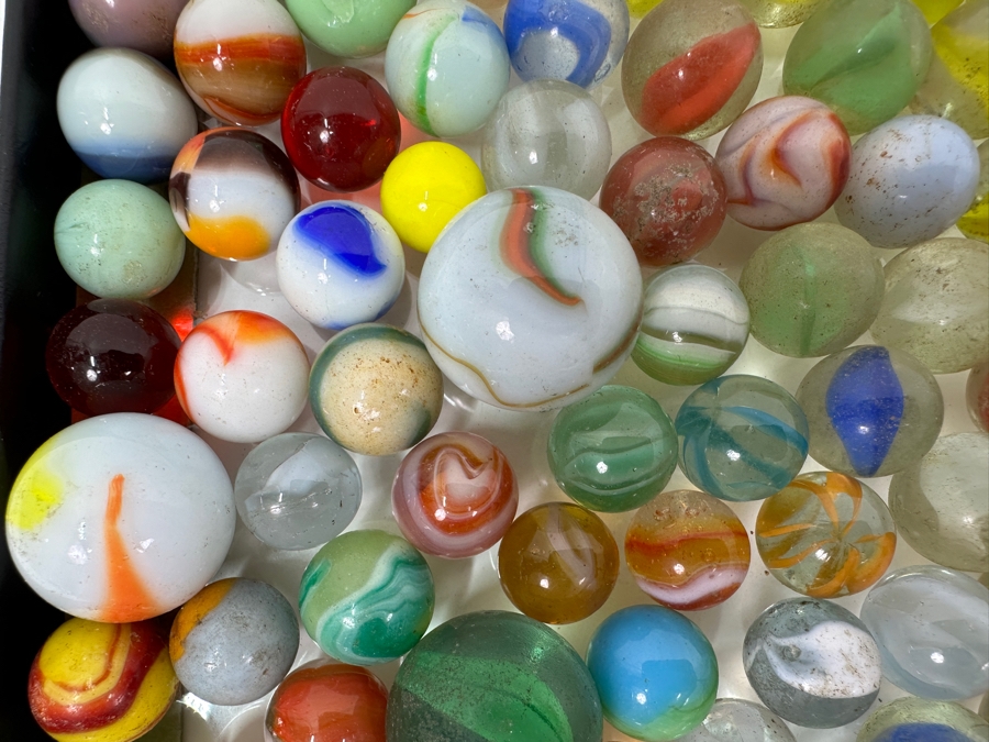 Just Added - Huge Vintage Collection Of Glass Marbles - See Photos 16.5 X 12.5 [Photo 7]