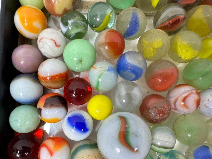 Just Added - Huge Vintage Collection Of Glass Marbles - See Photos 16.5 X 12.5 [Photo 8]