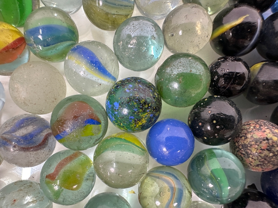Just Added - Huge Vintage Collection Of Glass Marbles - See Photos 16.5 X 12.5 [Photo 21]