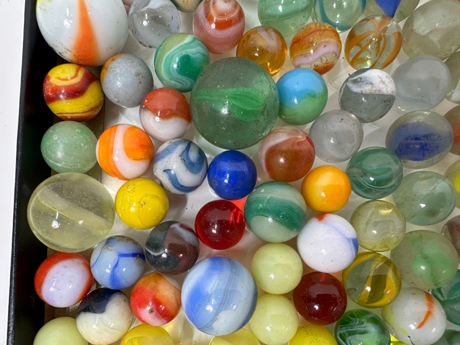 Just Added - Huge Vintage Collection Of Glass Marbles - See Photos 16.5 X 12.5 [Photo 6]