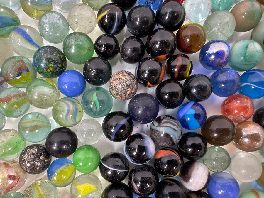 Just Added - Huge Vintage Collection Of Glass Marbles - See Photos 16.5 X 12.5 [Photo 19]