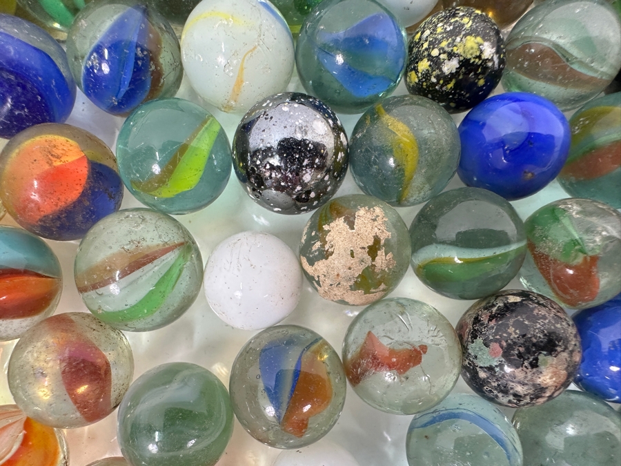 Just Added - Huge Vintage Collection Of Glass Marbles - See Photos 16.5 X 12.5 [Photo 11]