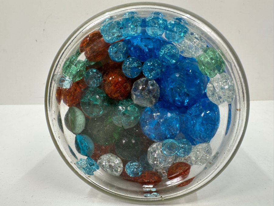 Just Added - Vintage Ball Ideal Glass Jar Filled With Colored Crackle Glass Marbles 7.5'H [Photo 11]