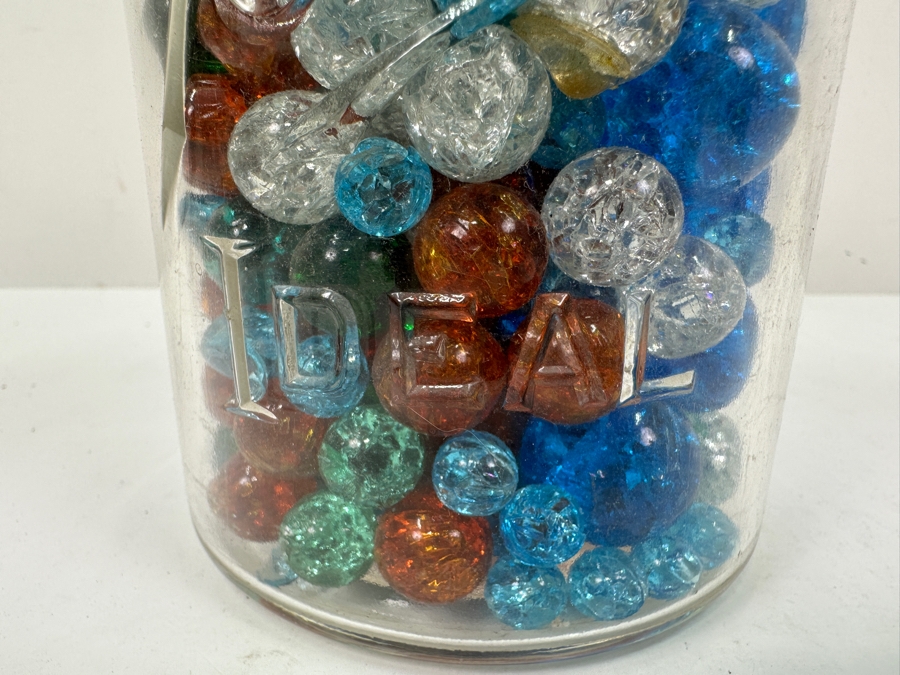 Just Added - Vintage Ball Ideal Glass Jar Filled With Colored Crackle Glass Marbles 7.5'H [Photo 3]