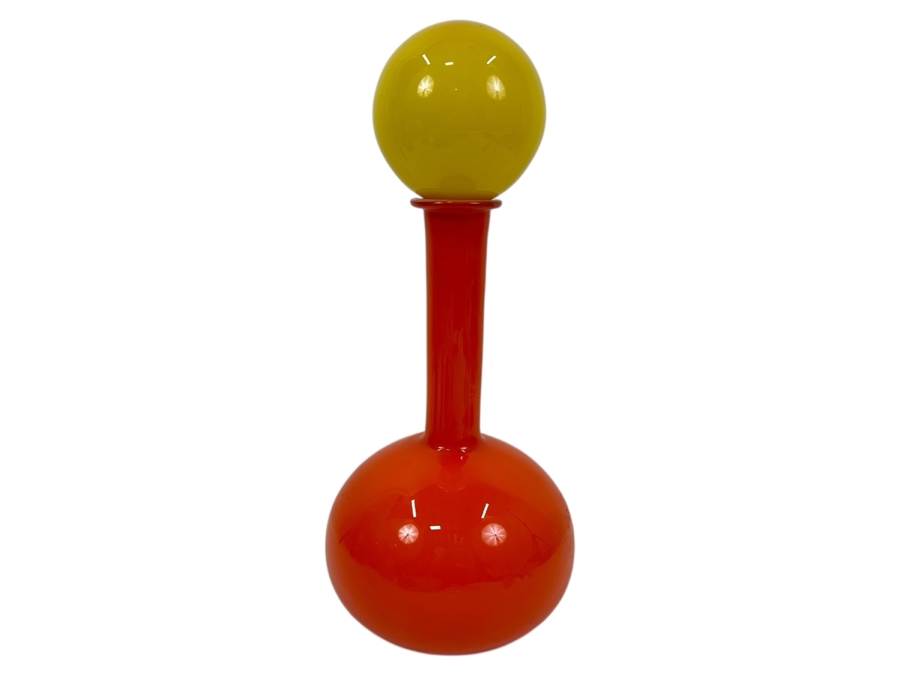 Just Added - Gulvase Danish Vase with Stopper designed by Otto Brauer for Holmegaard 6.5'W x 15.5'H