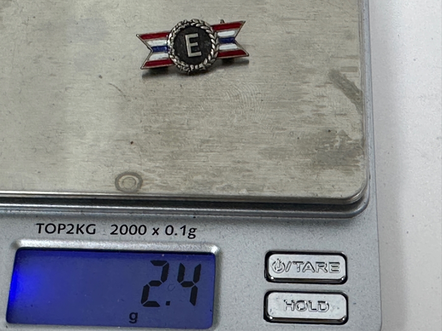 Just Added - Sterling Silver Army Navy 'E' Excellence Award Pin 2.4g [Photo 3]