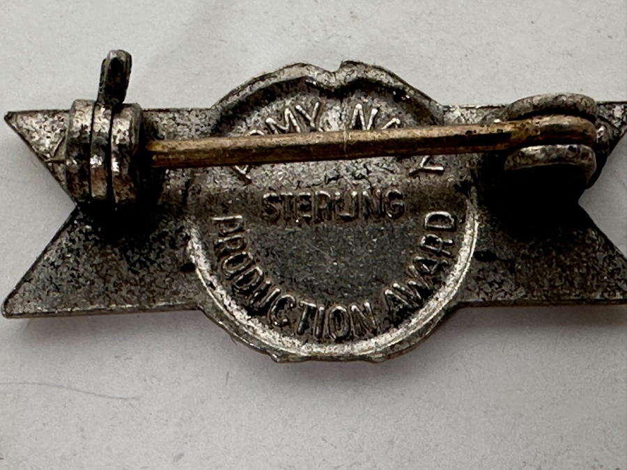 Just Added - Sterling Silver Army Navy 'E' Excellence Award Pin 2.4g [Photo 2]