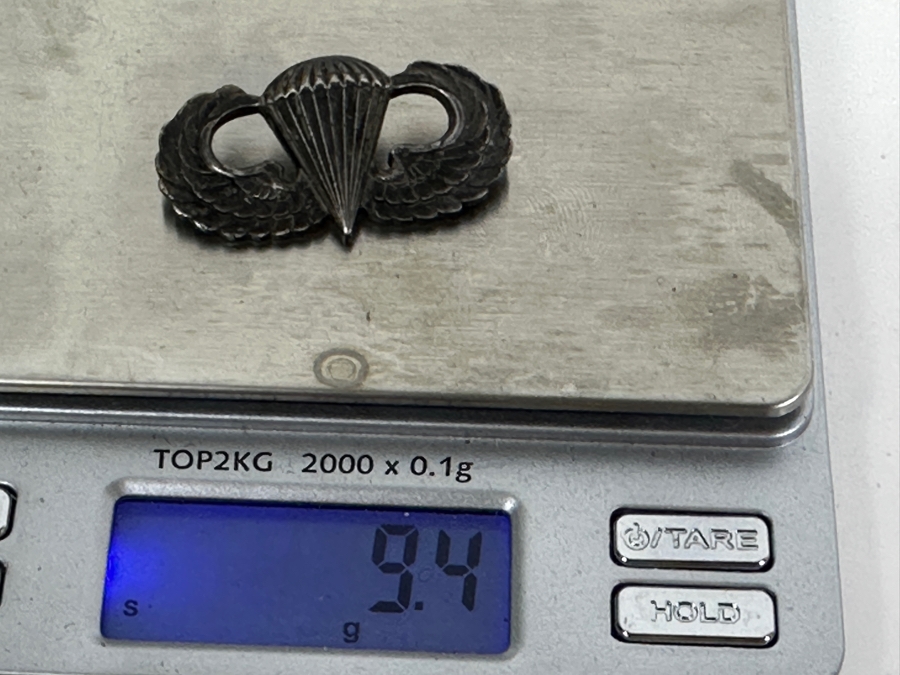 Just Added - Sterling Silver U.S. Army Parachutist Jump Wings Badge 9.4g [Photo 3]