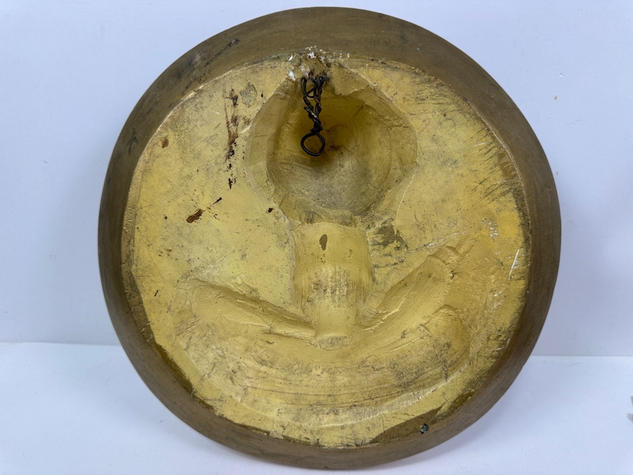 Just Added - Vintage Hand Painted Plaster Chalkware Wall Plaque Of The Madonna Virgin Mary 12W X 5D [Photo 7]