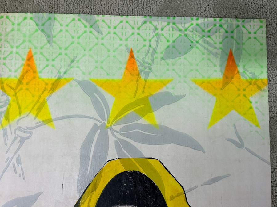 Just Added - Mixed Media Pop Art Of Actress Audrey Hepburn On Emperor’s Garden Bamboo Wallpaper Pencil Signed R. Christensen 2015 14.75 X 19 [Photo 3]