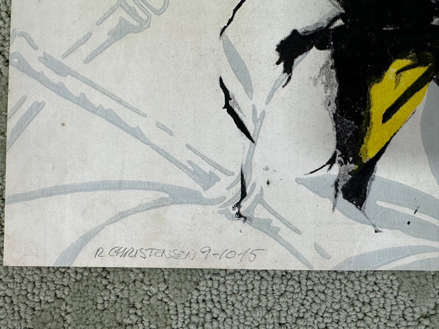 Just Added - Mixed Media Pop Art Of Actress Audrey Hepburn On Emperor’s Garden Bamboo Wallpaper Pencil Signed R. Christensen 2015 14.75 X 19 [Photo 5]