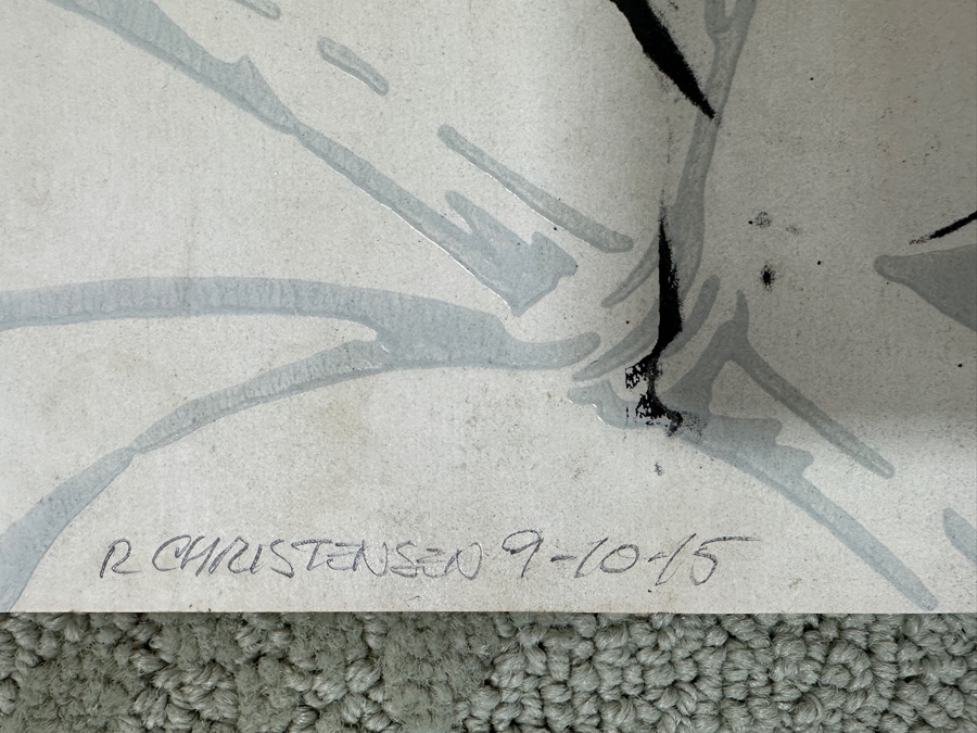 Just Added - Mixed Media Pop Art Of Actress Audrey Hepburn On Emperor’s Garden Bamboo Wallpaper Pencil Signed R. Christensen 2015 14.75 X 19 [Photo 6]