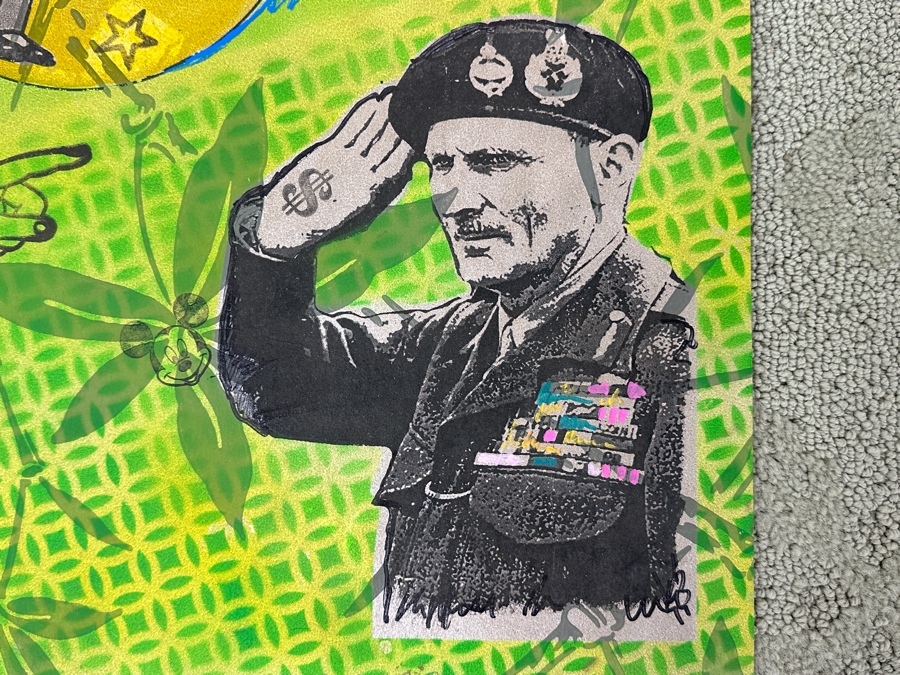 Just Added - Mixed Media Pop Art On Emperor’s Garden Bamboo Wallpaper Pencil Signed R. Christensen 2015 14.75 X 19 [Photo 4]