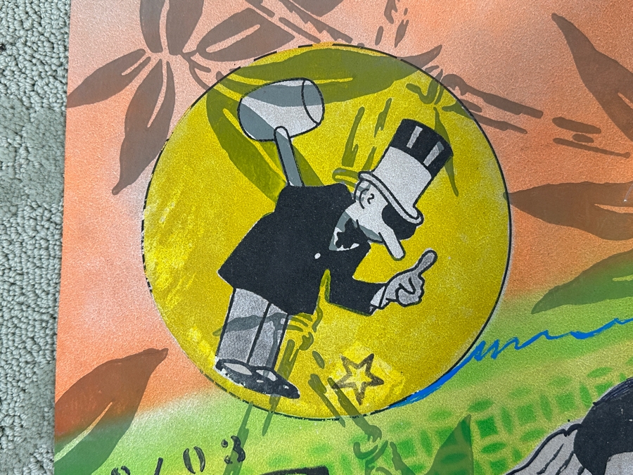 Just Added - Mixed Media Pop Art On Emperor’s Garden Bamboo Wallpaper Pencil Signed R. Christensen 2015 14.75 X 19 [Photo 2]