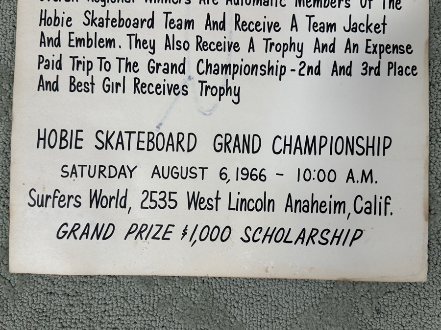 Just Added - Original 1966 Hobieboard Hobie Skateboard Regional Competition Poster 14 X 22 [Photo 4]