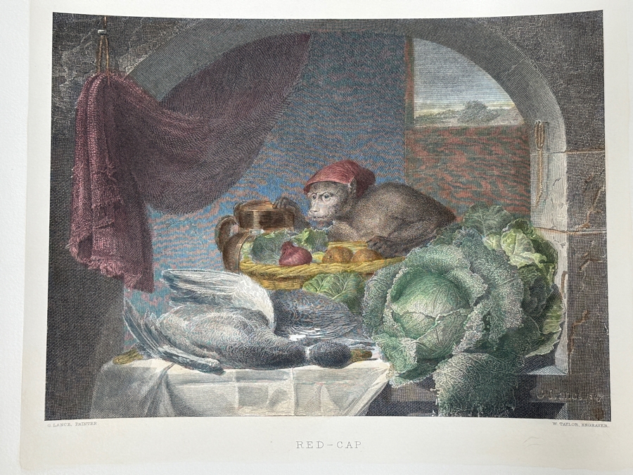 Just Added - Antique 1800s William Dean Taylor Engraving After A Painting By George Lance Titled “Red-Cap” 13 X 10