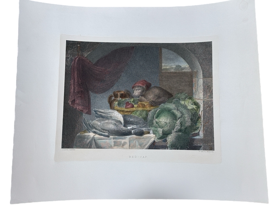 Just Added - Antique 1800s William Dean Taylor Engraving After A Painting By George Lance Titled “Red-Cap” 13 X 10 [Photo 2]