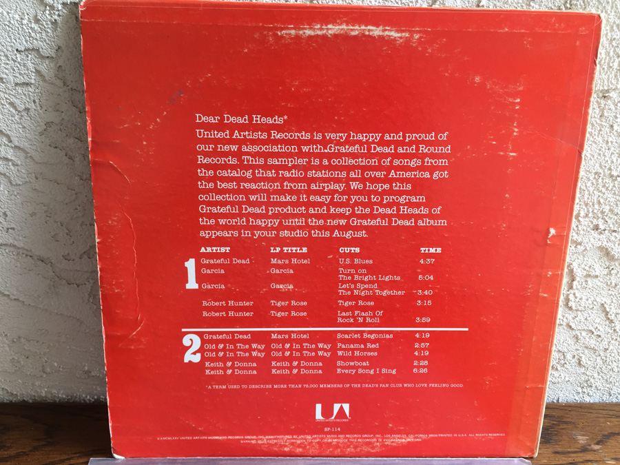 Grateful Dead, The ‎- For Dead Heads - United Artists Records ‎- SP-114 - PROMO - Compilation [Photo 3]